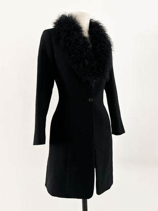 TAILORED MONGOLIAN WOOL COAT (XS, EU 34)