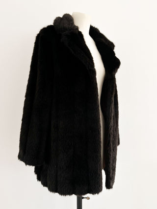 BLACK FAUX FUR COAT (M, EU 40)