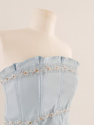 PASTEL BLUE COTTON CORSET (S, EU 36)