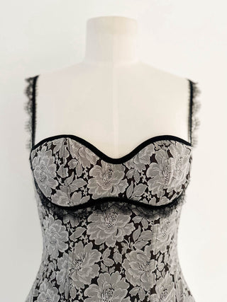 ROMANTIC GREY FLORAL CORSET (75B/70C)
