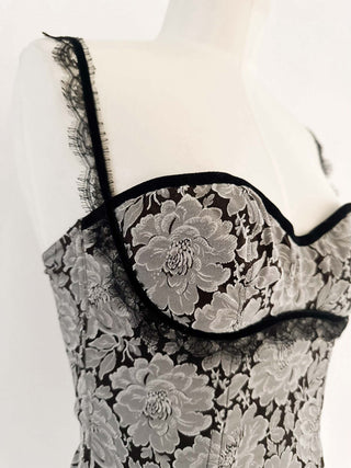 ROMANTIC GREY FLORAL CORSET (75B/70C)