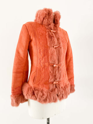 ORANGE VINTAGE AFGHAN COAT (S, EU 36)