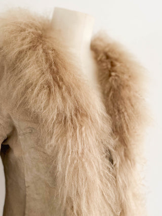 BEIGE MONGOLIAN COAT (S, EU 36)
