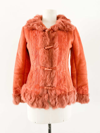 ORANGE VINTAGE AFGHAN COAT (S, EU 36)