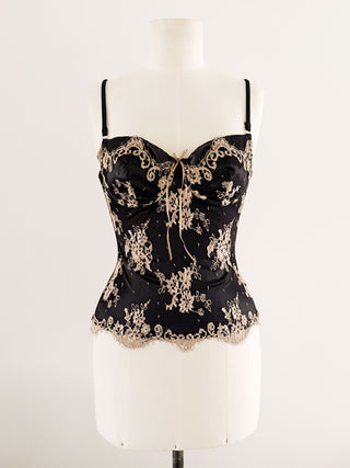 BLACK GOLDEN LACE BUSTIER (75B/70C)