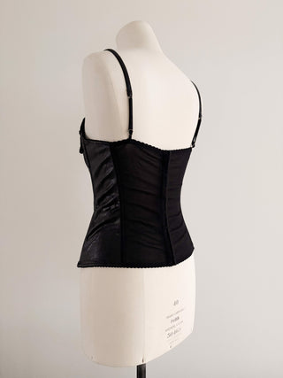 BLACK ITALIAN FAUX LEATHER CORSET (75D/80C)
