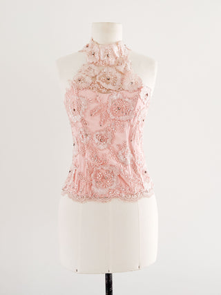 PASTEL PINK SWAROVSKI HALTER CORSET (XS/S, EU 34/36)