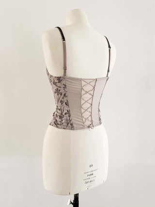GREY/LILAC BLACK FLORAL CORSET - S, EU 36