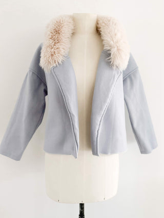 BABY BLUE FAUX FUR JACKET (S, EU 36)