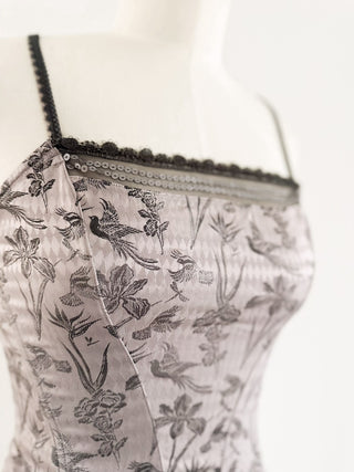 GREY/LILAC BLACK FLORAL CORSET - S, EU 36
