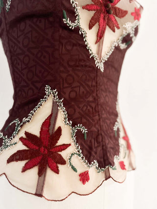 PINKO BROWN FLORAL CORSET (M - EU 38)