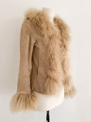 BEIGE MONGOLIAN COAT (S, EU 36)