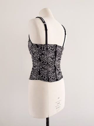 BLACK SILVER LACING BUSTIER (M, EU 38)
