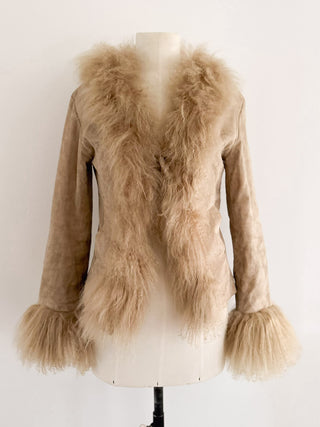 BEIGE MONGOLIAN COAT (S, EU 36)