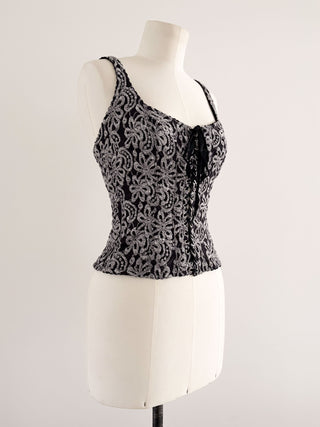 BLACK SILVER LACING BUSTIER (M, EU 38)