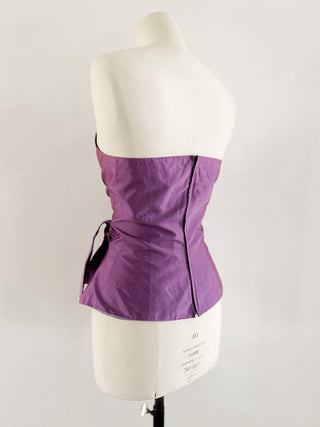 100% PURPLE SILK ZIPPER CORSET - L, EU 40/42