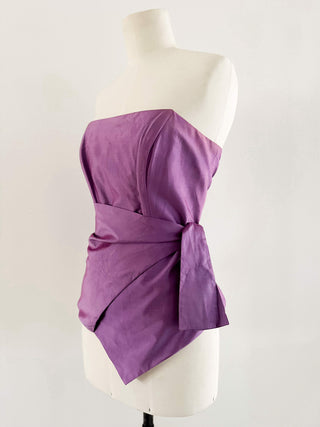 100% PURPLE SILK ZIPPER CORSET - L, EU 40/42