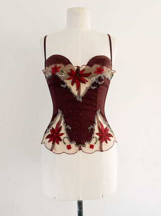 PINKO BROWN FLORAL CORSET (M - EU 38)