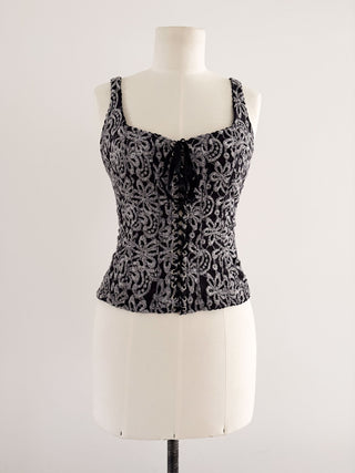 BLACK SILVER LACING BUSTIER (M, EU 38)
