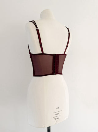 BURGANDY FLORAL MESH BUSTIER (75D/80C)