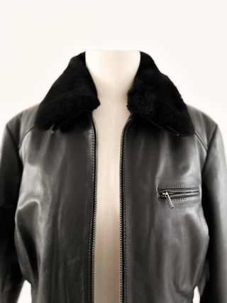 VINTAGE ARLA LEATHER BOMBER JACKET (L, EU 42)