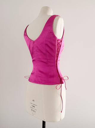 HOT PINK SATIN CORSET (S, EU 36)