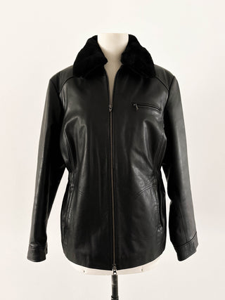 VINTAGE ARLA LEATHER BOMBER JACKET (L, EU 42)