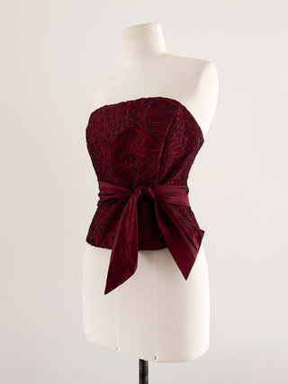 WINERED BOW JAQUARD CORSET (S, EU 36)