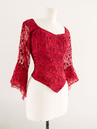 FAIRY RED LACE SLEEVE CORSET (L - EU 42)