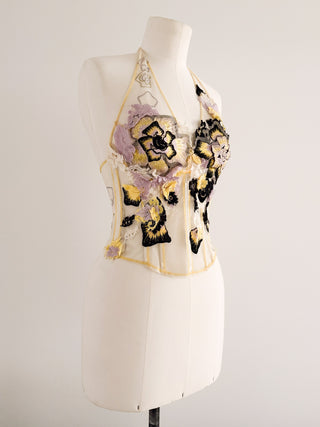 BELGIUM DESIGN FLORAL HALTER CORSET (75B/70C)