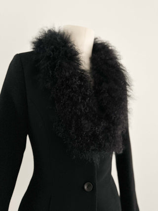 TAILORED MONGOLIAN WOOL COAT (XS, EU 34)