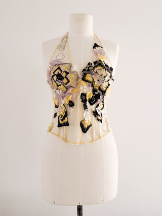 BELGIUM DESIGN FLORAL HALTER CORSET (75B/70C)