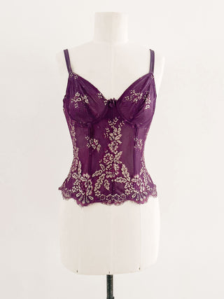 PURPLE GOLDEN LACE BUSTIER - 80B/75C