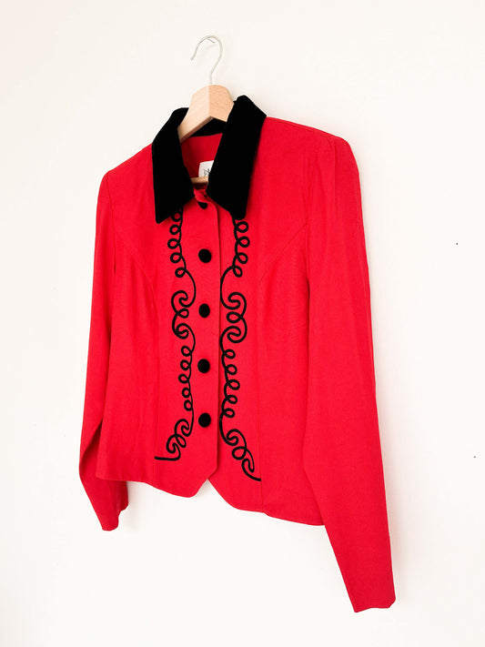ROYAL RED EMBROIDERY BLOUSE/VEST (S - M)