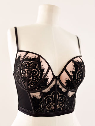 LACE BLACK CROPPED BUSTIER (70D/75C)