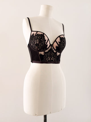 LACE BLACK CROPPED BUSTIER (70D/75C)