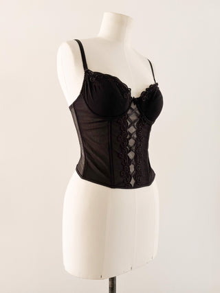 BLACK EMBROIDERY BUSTIER (75B/70C)