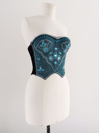 BLUE SWAROVSKI CORSET (75B/70C)
