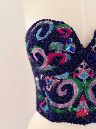 DARK BLUE SPARKLE EMBROIDERY BUSTIER (75B/70C)