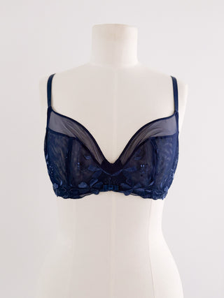 NAVY FLORAL MESH BRA (80C/75D)
