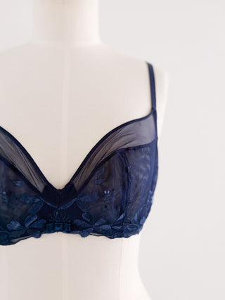 NAVY FLORAL MESH BRA (80C/75D)