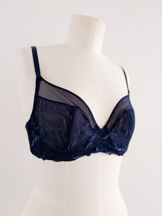 NAVY FLORAL MESH BRA (80C/75D)