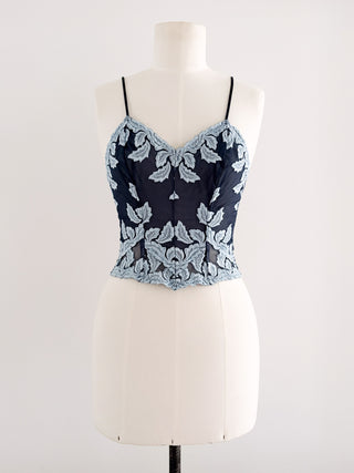 NAVY PASTEL BLUE EMBROIDERY BUSTIER (S/M - EU 36/38)