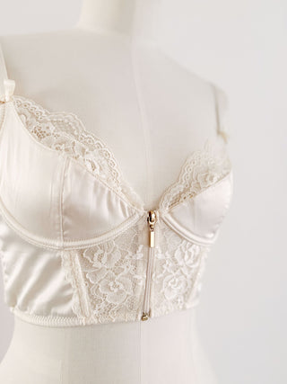 IVORY SATIN LACE BUSTIER (75C/80B)