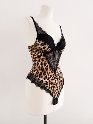 LEOPARD BLACK LACE BODYSUIT (75B/70C)