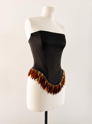 DARK GREEN FEATHER BUSTIER (XS/S - EU 34/36)
