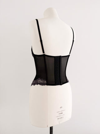 BLACK GREY LACE BUSTIER (75B/70C)