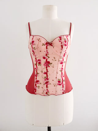 FLORAL PINK ZIPPER BUSTIER (70B/75A)