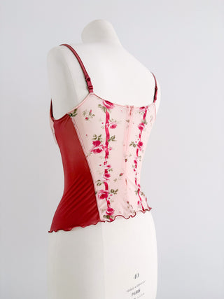 FLORAL PINK ZIPPER BUSTIER (70B/75A)