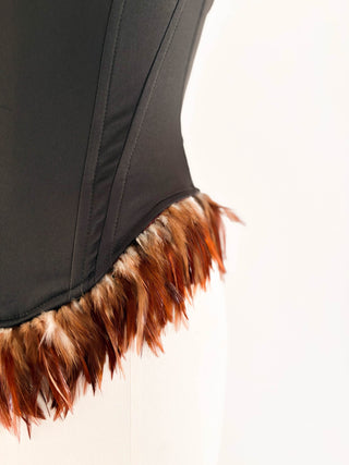 DARK GREEN FEATHER BUSTIER (XS/S - EU 34/36)